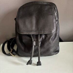 Black Genuine Leather Small Backpack